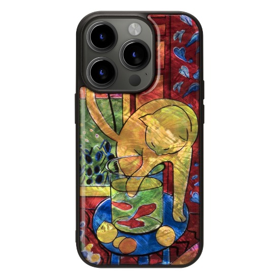 iPhone15 mother of pearl case - Cat With Red Fish